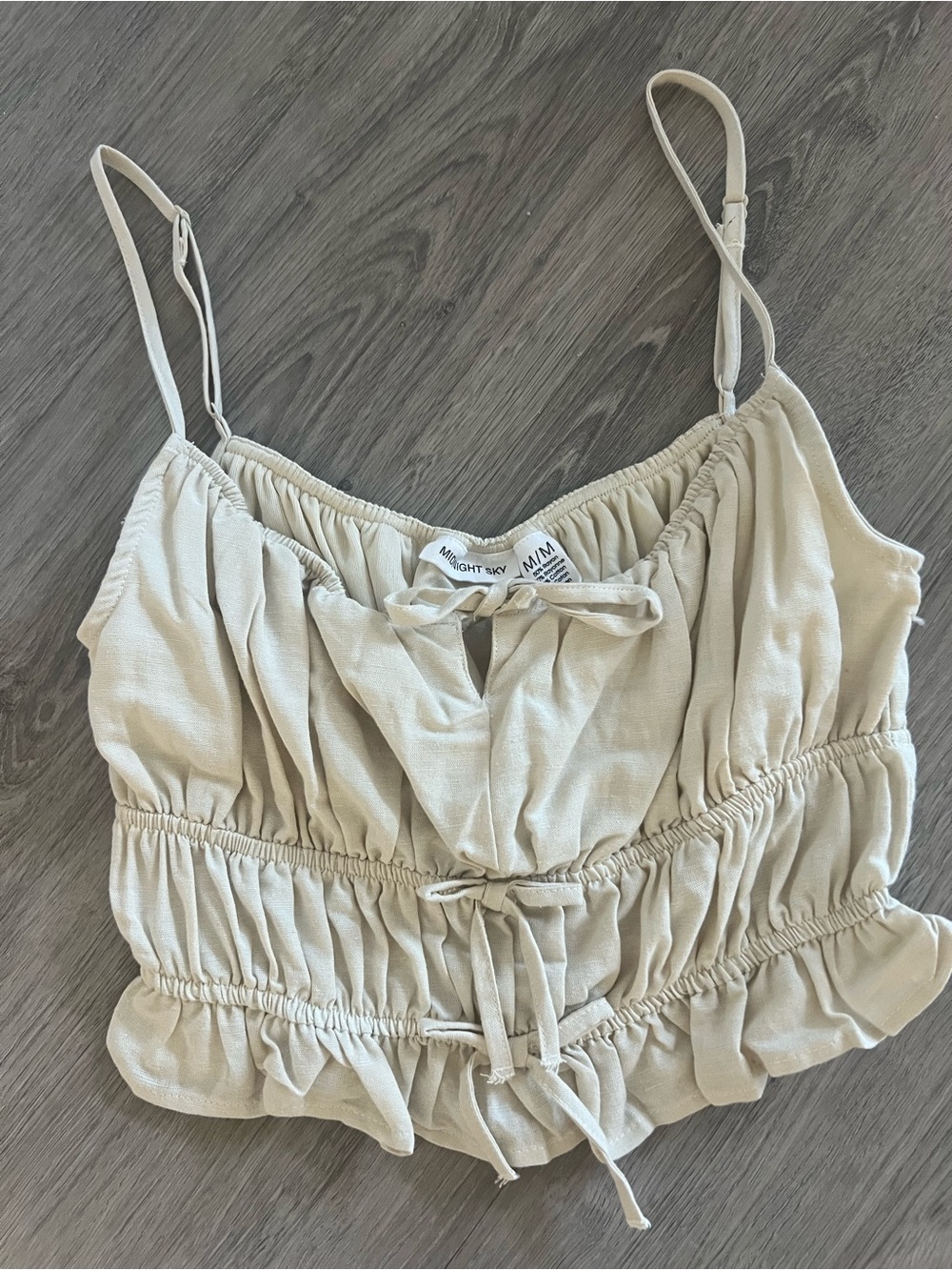 Cream Ruched Drawstring Cami Top